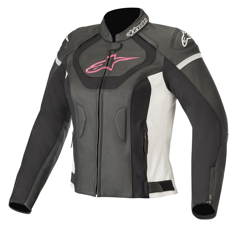 Alpinestars Alpinestars Stella Jaws v3 Leather Jacket Black White & Fuchsia